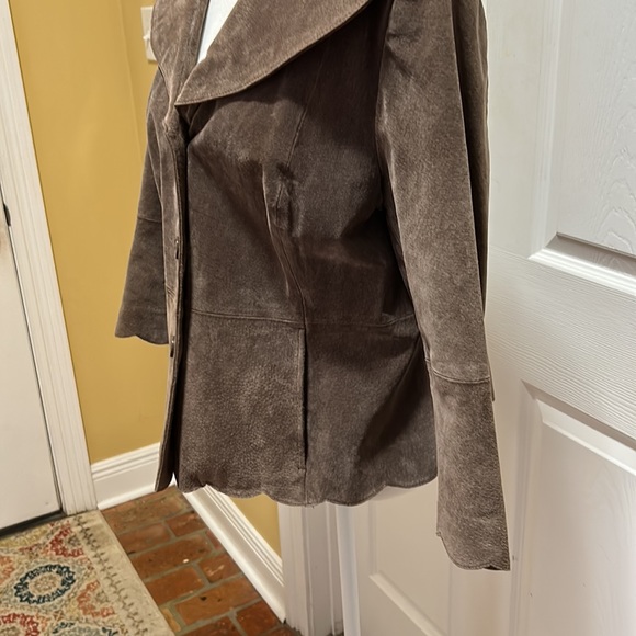 Bamboo Traders Leather Blazer with Scallop Edge details SizeXL - Picture 4 of 13